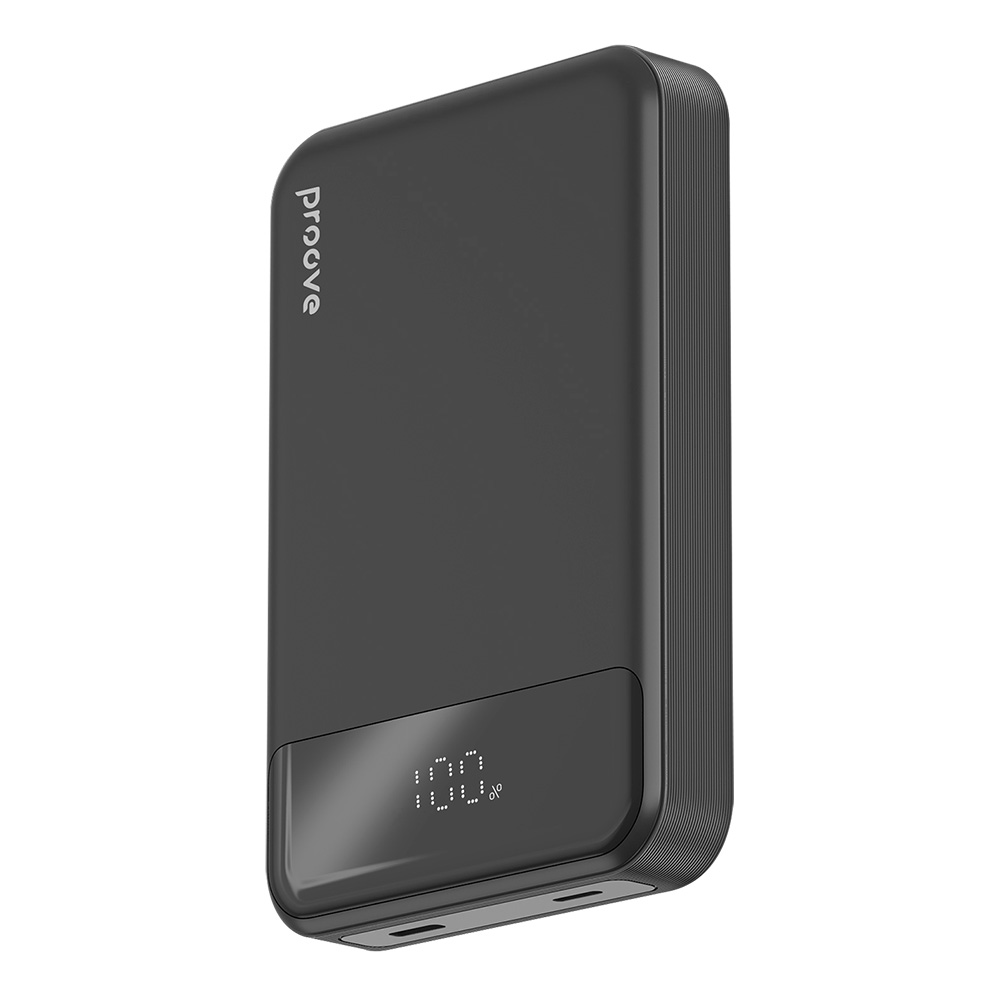 Proove - powerbanka Hoodman (PBH120010001) - Type-C, Lightning, magnetická, s LED displejem, Qi, 20W, 10000mAh - černá