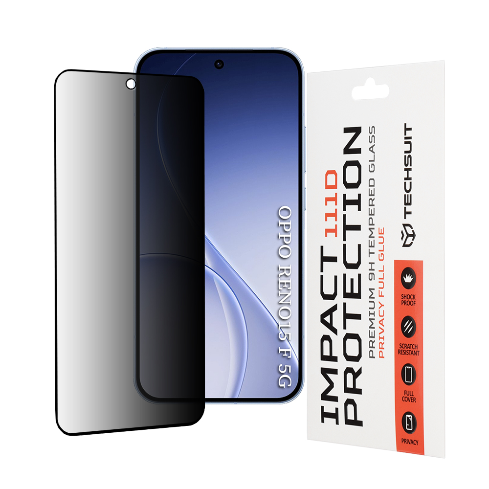 Techsuit - 111D Privacy Full Glue ochranné sklo - Oppo Reno15 F / Reno15 FS 5G - černé