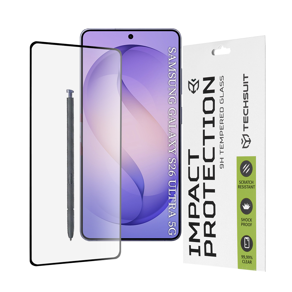 Techsuit - 111D ochranné sklo s plným pokrytím a lepením po celé ploše pro Samsung Galaxy S26 Ultra - černá