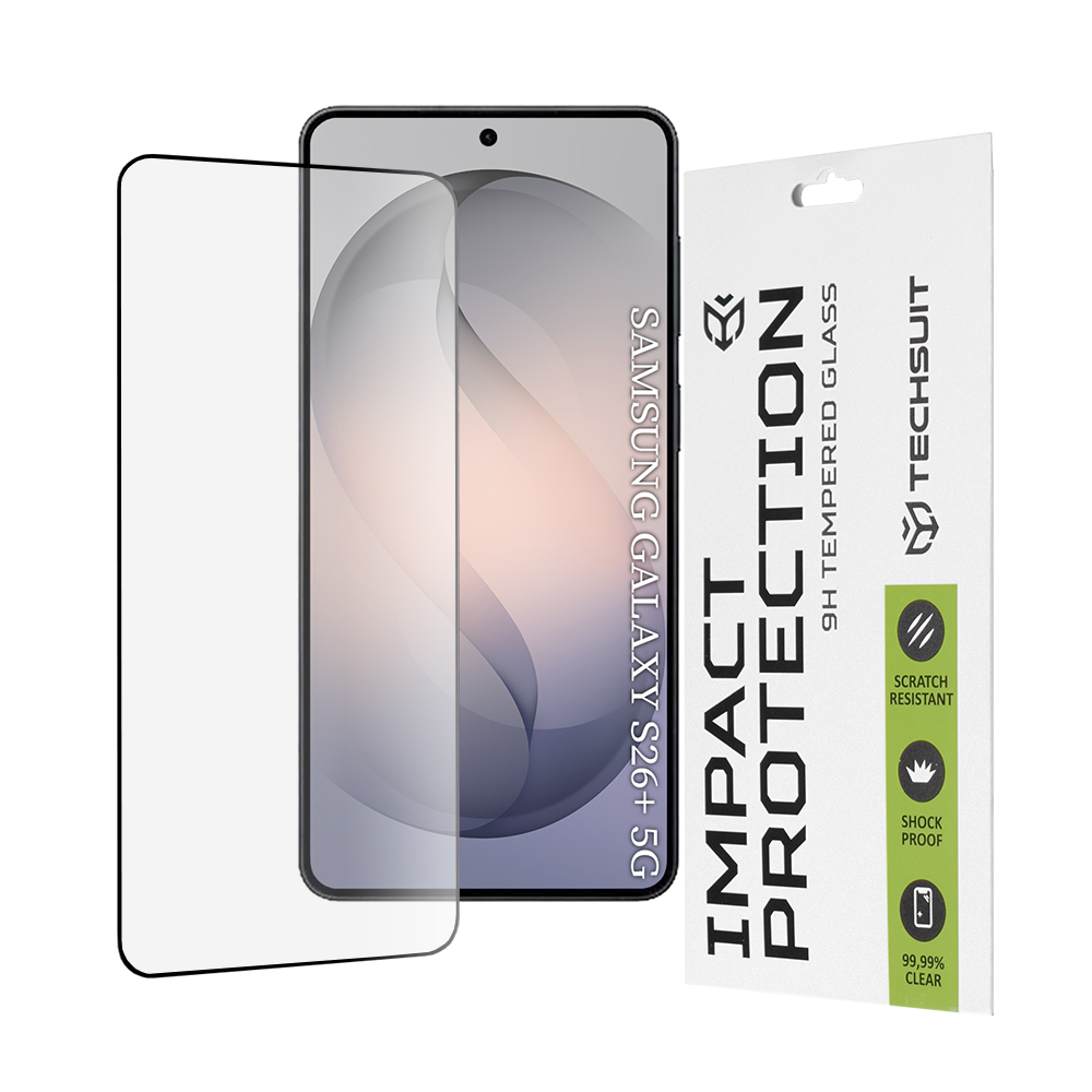 Techsuit - 111D sklo s plným pokrytím / celoplošným lepením - Samsung Galaxy S26 Plus - černá