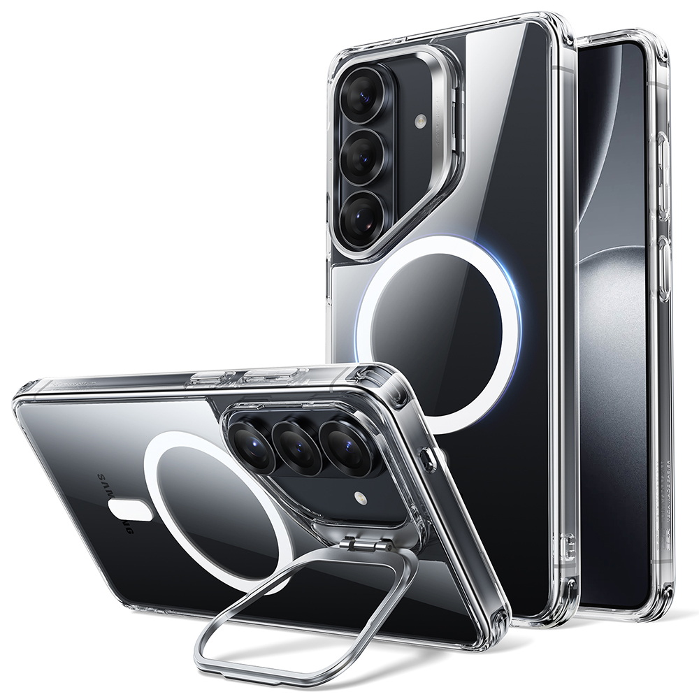 ESR klasické hybridní pouzdro se stojánkem HaloLock pro Samsung Galaxy S26, průhledné