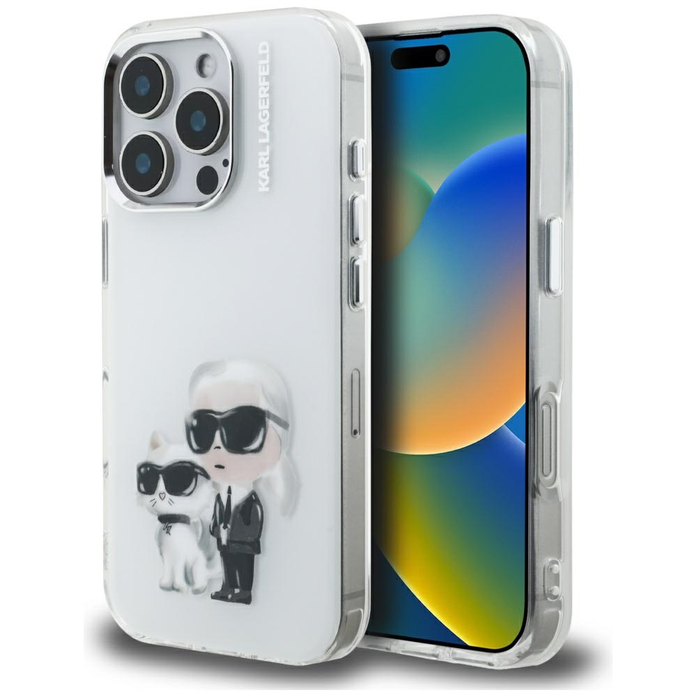 Karl Lagerfeld - IML Aquarelle Karl & Choupette (KLHCP16LHMKCAQH) - iPhone 16 Pro - bílá
