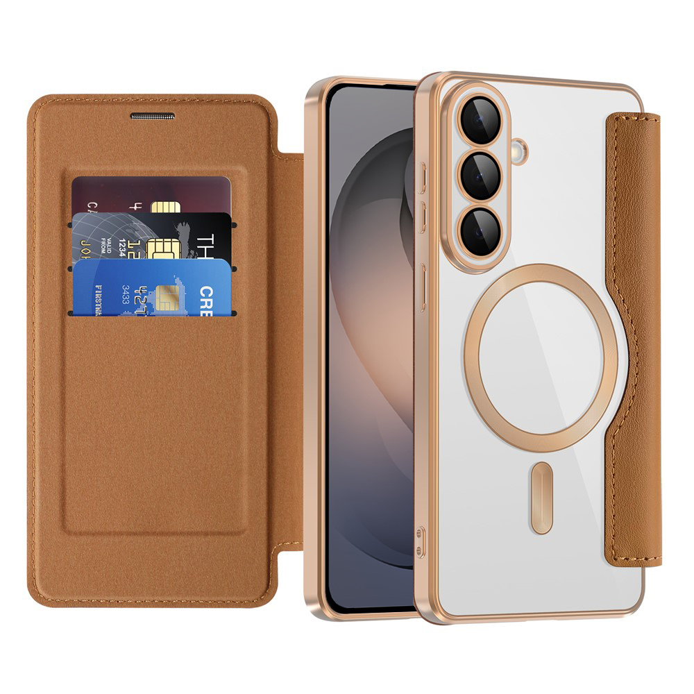 Techsuit - SmartMag knížkové pouzdro - Samsung Galaxy S26 - hnědá