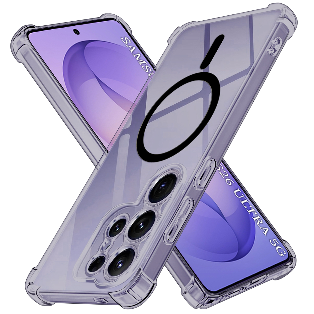 Techsuit - nárazuvzdorný průhledný silikonový kryt MagSafe - Samsung Galaxy S26 Ultra - kouřově černá