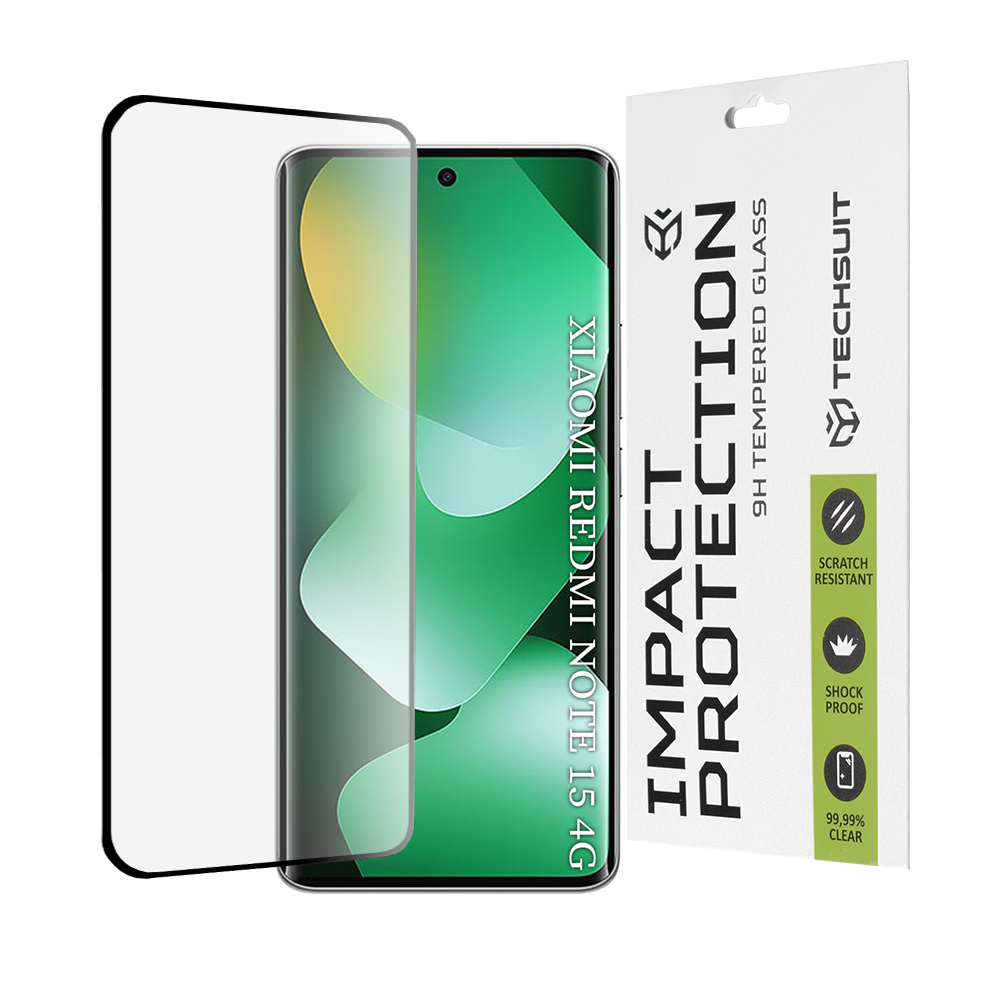 Techsuit - 111D ochranné sklo s plným pokrytím / celoplošným lepením pro 3D zakřivený displej - Xiaomi Redmi Note 15 4G - černá