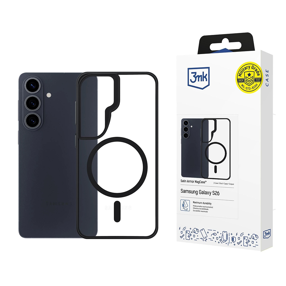 3mk - Satin Armor MagCase - Samsung Galaxy S26 Plus - transparentní