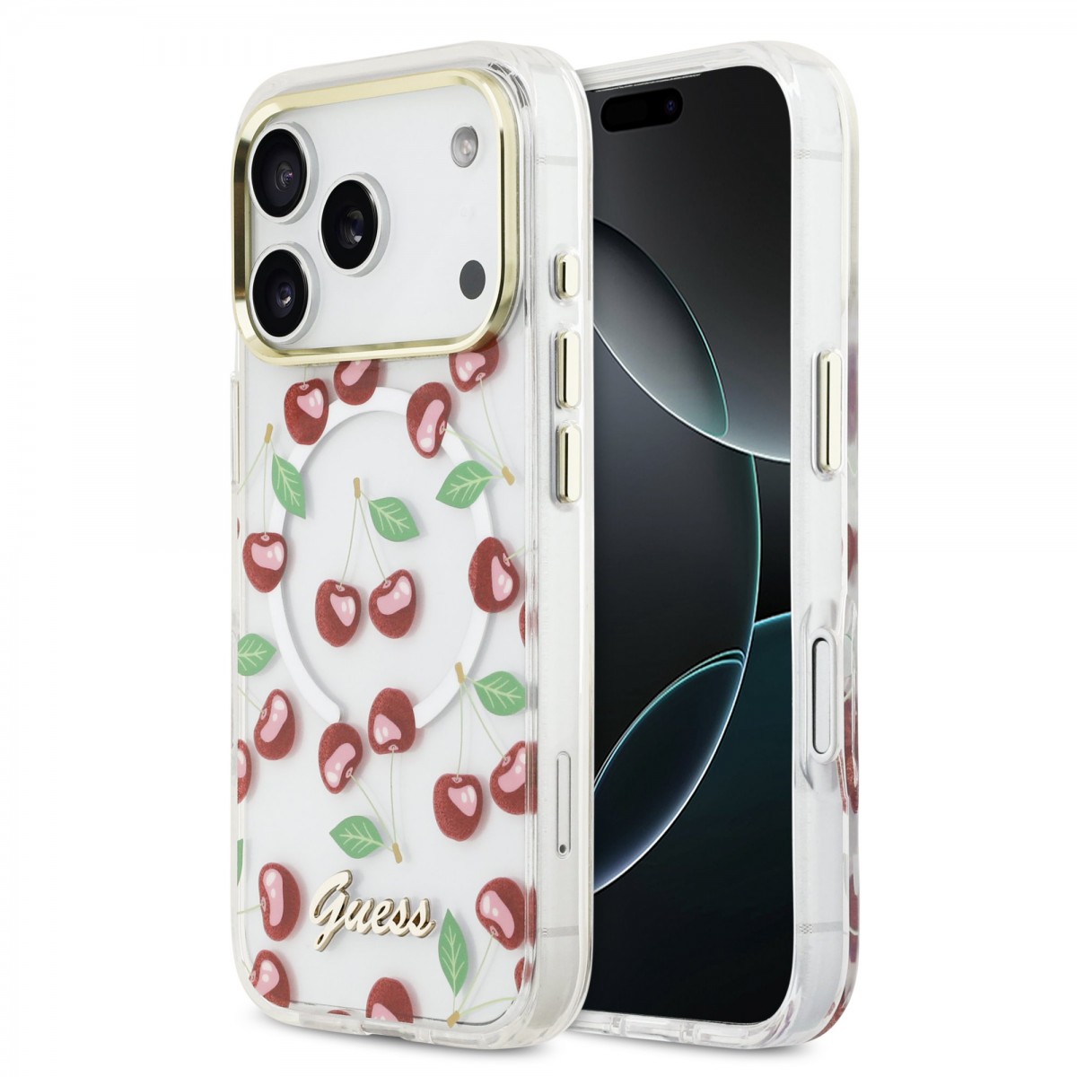 Zadní kryt Guess IML Glitter Cherry MagSafe pro iPhone 17 Pro
