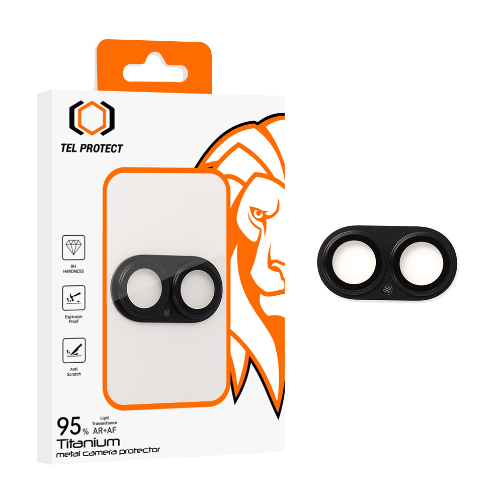 Tvrzené sklo Tel Protect 95% AR+AF Full Metal Camera Protector na fotoaparát pro iPhone 17 černé