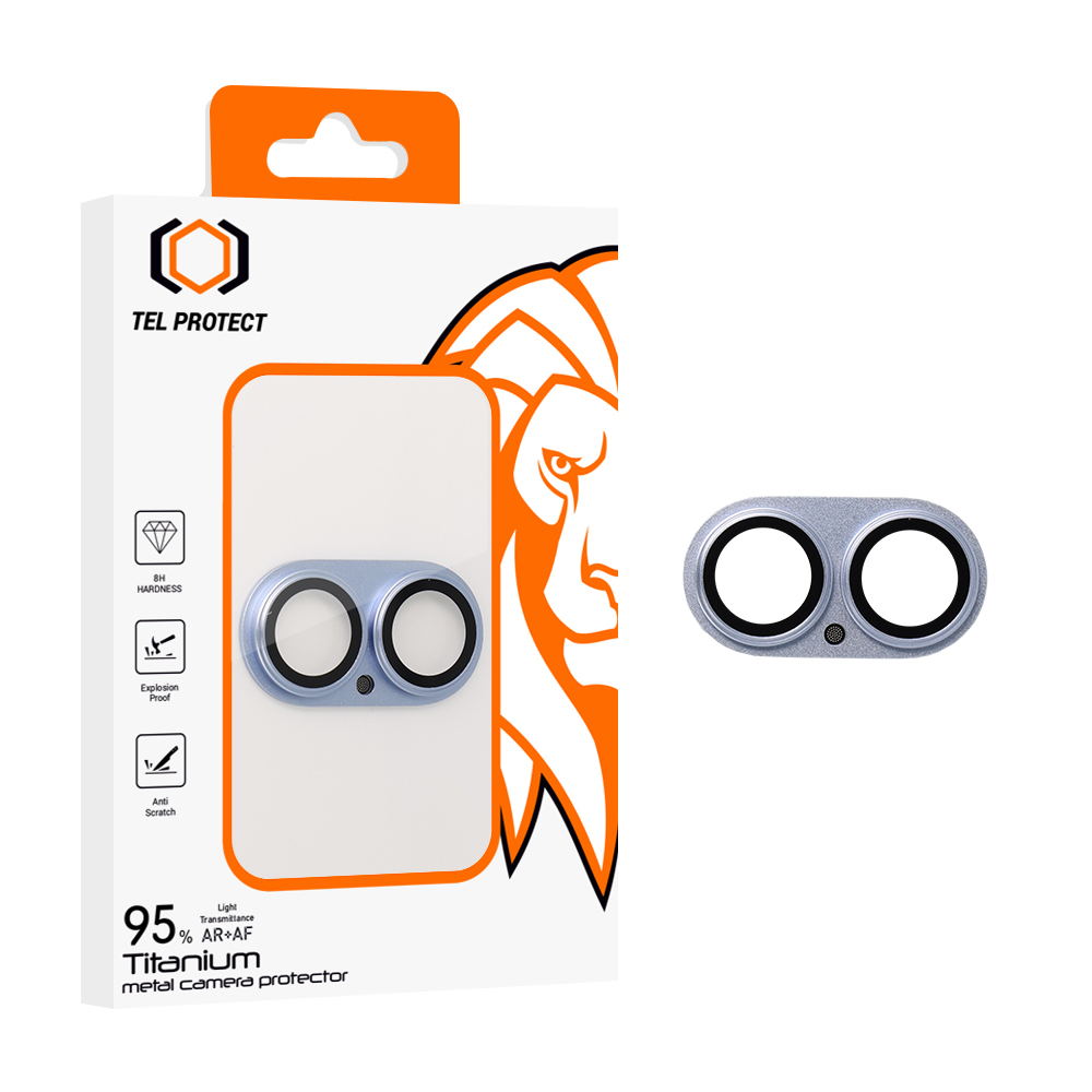 Tvrzené sklo Tel Protect 95% AR+AF Full Metal Camera Protector na fotoaparát pro iPhone 17 modré