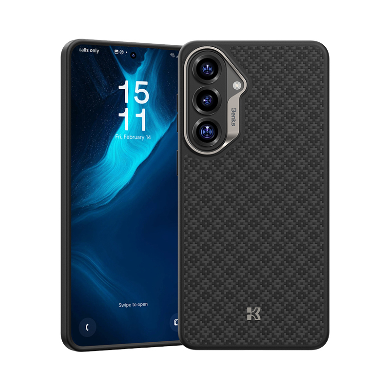 Magnetický kryt s kovovým rámečkem Benks Armor Pro Grid Kevlar 600D pro Samsung Galaxy S26 - černý