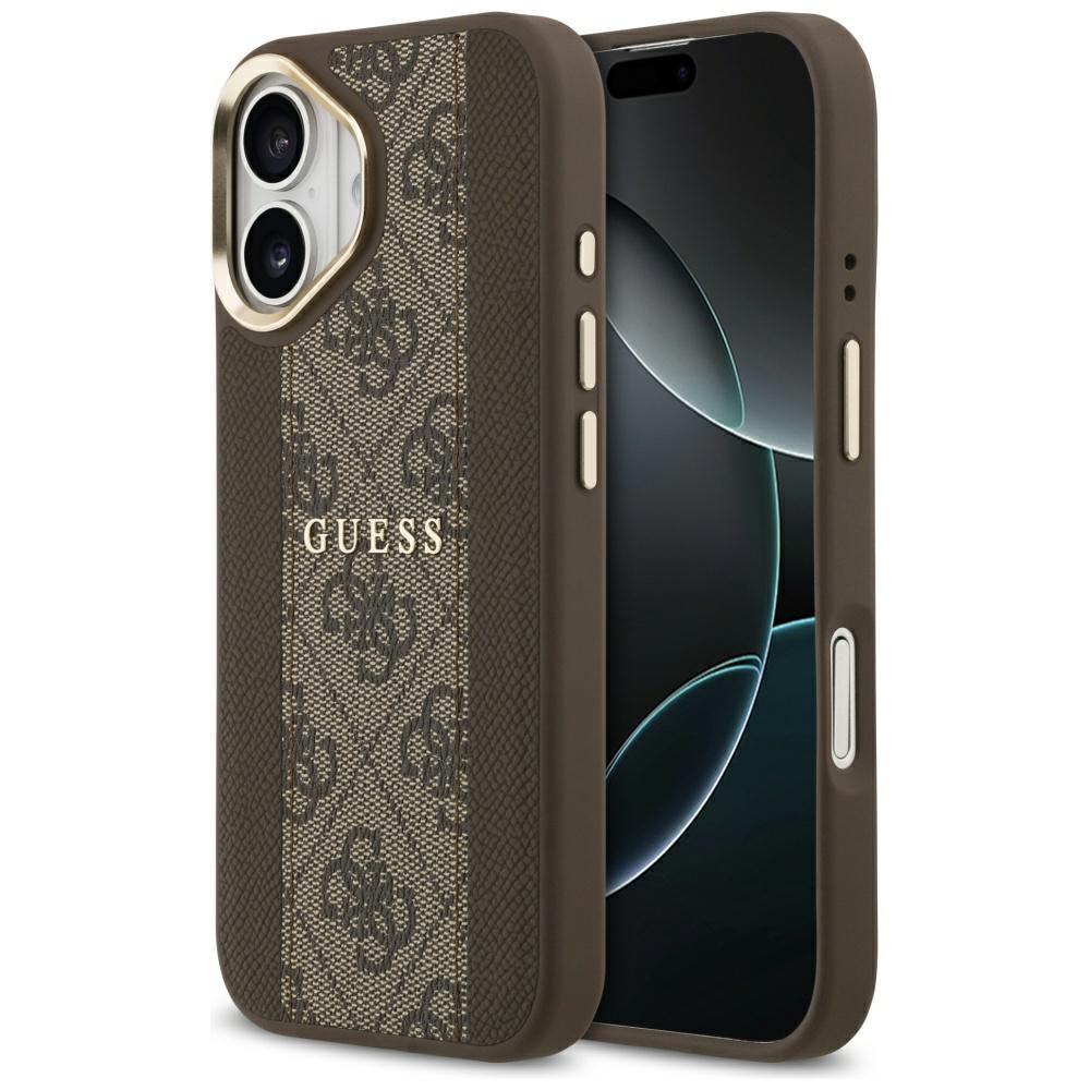 Guess - Pevný kryt 4G Stripe MagSafe (GUHMP17SPG4SEMCW) - iPhone 17 - Hnědá