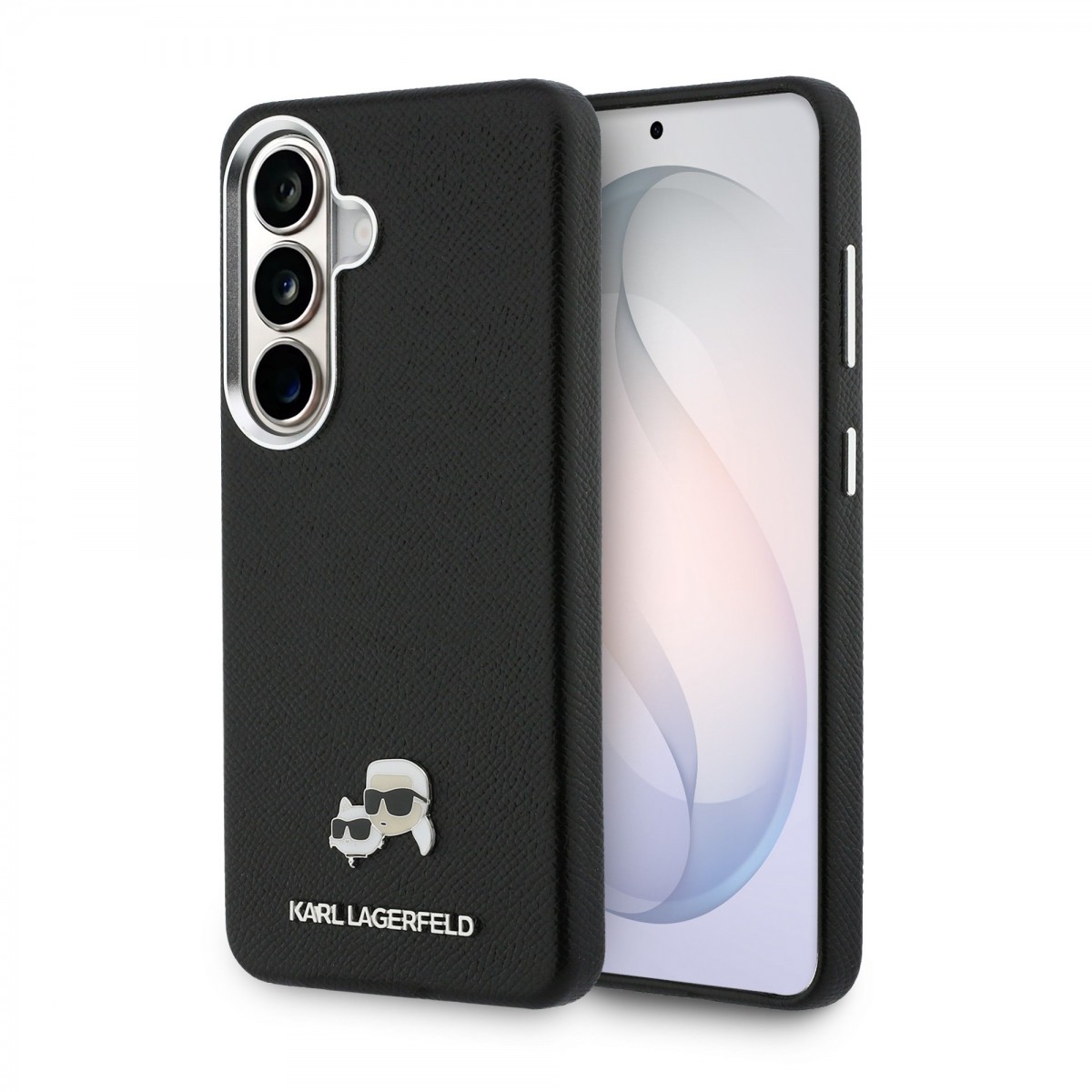 Zadní kryt Karl Lagerfeld Grained PU Leather K&CH Heads Magnetic pro Samsung Galaxy S26 černý