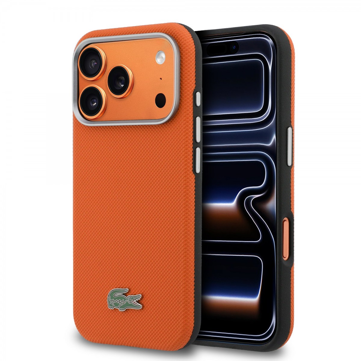 Zadní kryt Lacoste PVC Petit Pique Semi Wrap MagSafe pro iPhone 17 Pro Max orange