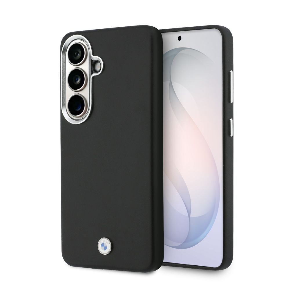 Zadní kryt BMW Signature PU Leather Metal Logo Magnetic pro Samsung Galaxy S26+ černý