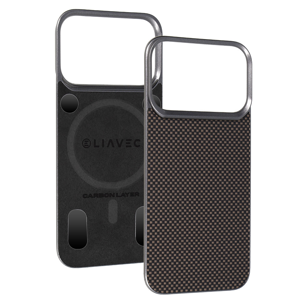 Aramidový kryt Liavec Carbon Layer MagSafe pro iPhone 17 Pro zlatý