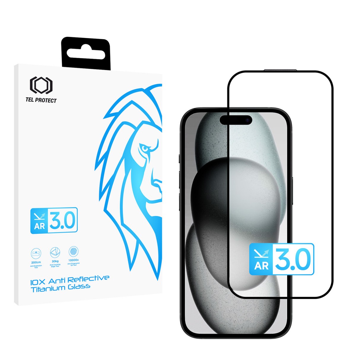 Ochranné tvrzené sklo Tel Protect 10X AR 3.0 AntiReflective Titanium pro iPhone 15