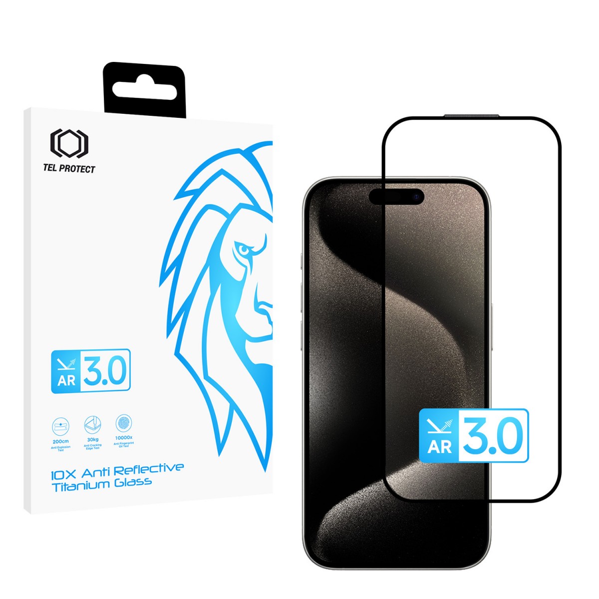 Ochranné tvrzené sklo Tel Protect 10X AR 3.0 AntiReflective Titanium pro iPhone 15 Pro