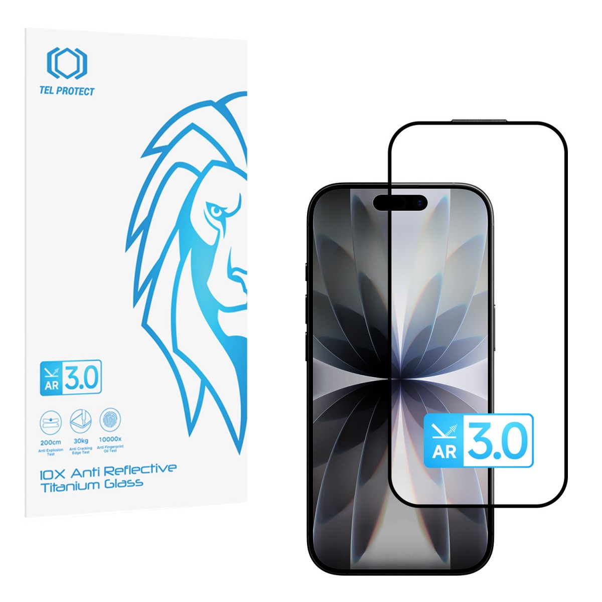 Ochranné tvrzené sklo Tel Protect 10X AR 3.0 AntiReflective Titanium pro iPhone 16 Pro/17