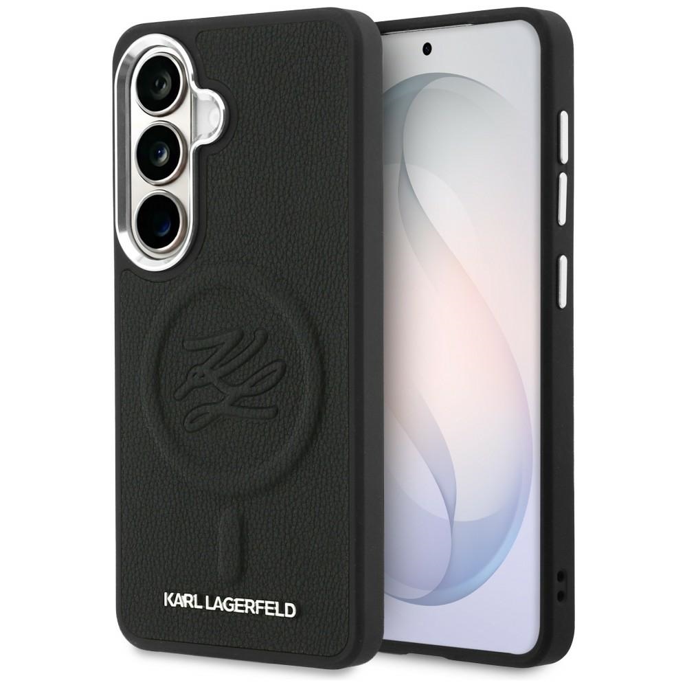 Kryt Karl Lagerfeld - Leather with Initial Logo Debossed MagSafe (KLHMS26SPGFKLRDK) - Samsung Galaxy S26 Černý