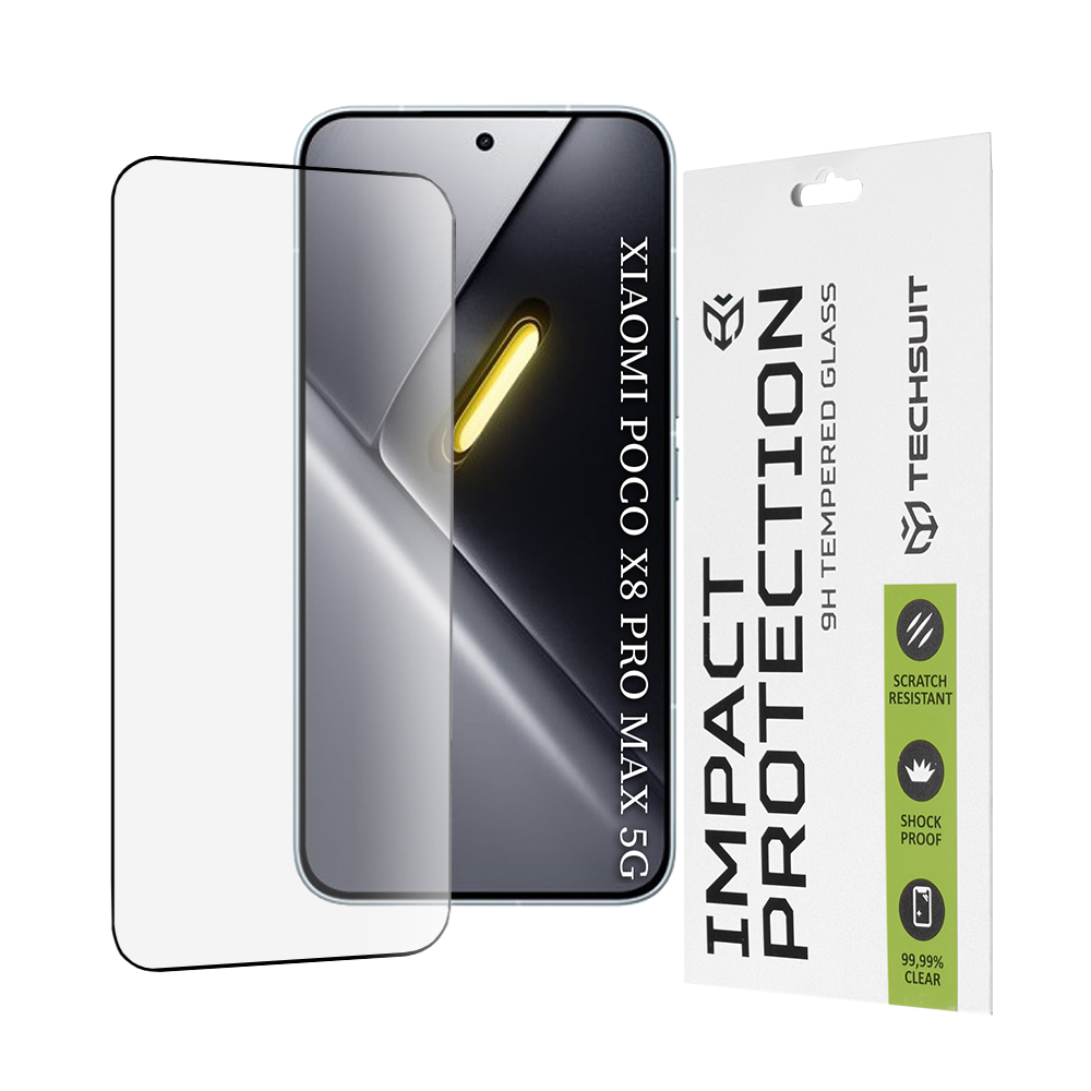 Tvrzené sklo Techsuit 111D Full Cover / Full Glue - Xiaomi Poco X8 Pro Max Černé