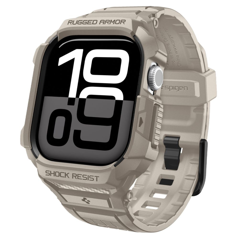 Kryt s řemínkem Spigen - Rugged Armor Pro V2 (ACS10506) - Apple Watch 10 46mm / Watch 11 46mm pískově béžový