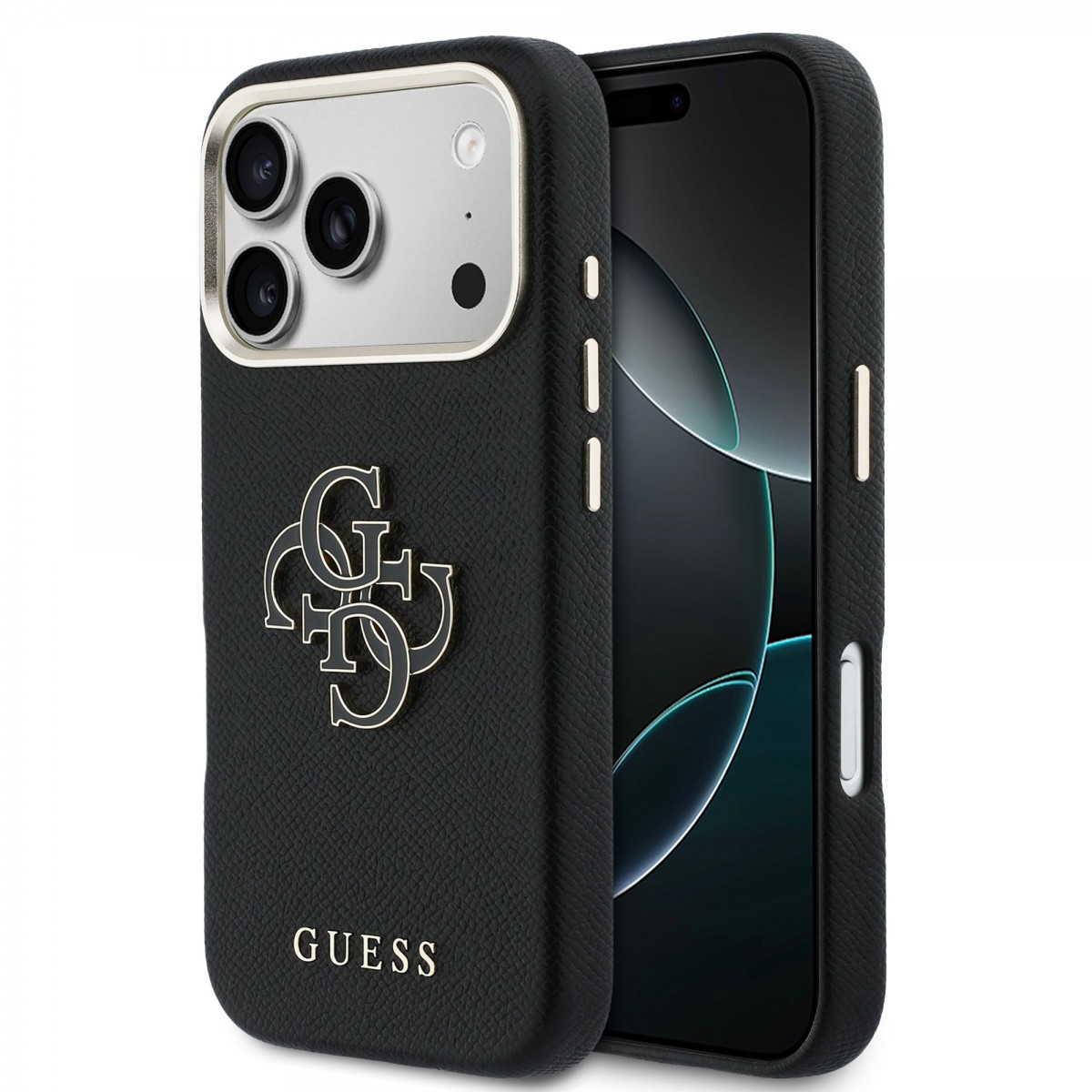 Zadní kryt Guess PU Resin Logo pro iPhone 17 Pro Max černý