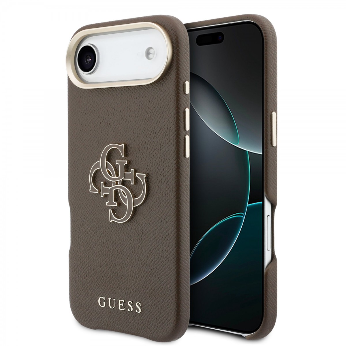 Zadní kryt Guess PU Resin Logo pro iPhone Air hnědý