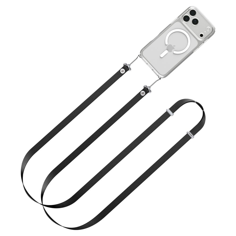 Popruh Spigen - Lanyard Strap DA30L (AFA10614) - Neck/Crossbody Wear, for Phone Cases, Magnetic Length Adjustmen Černý