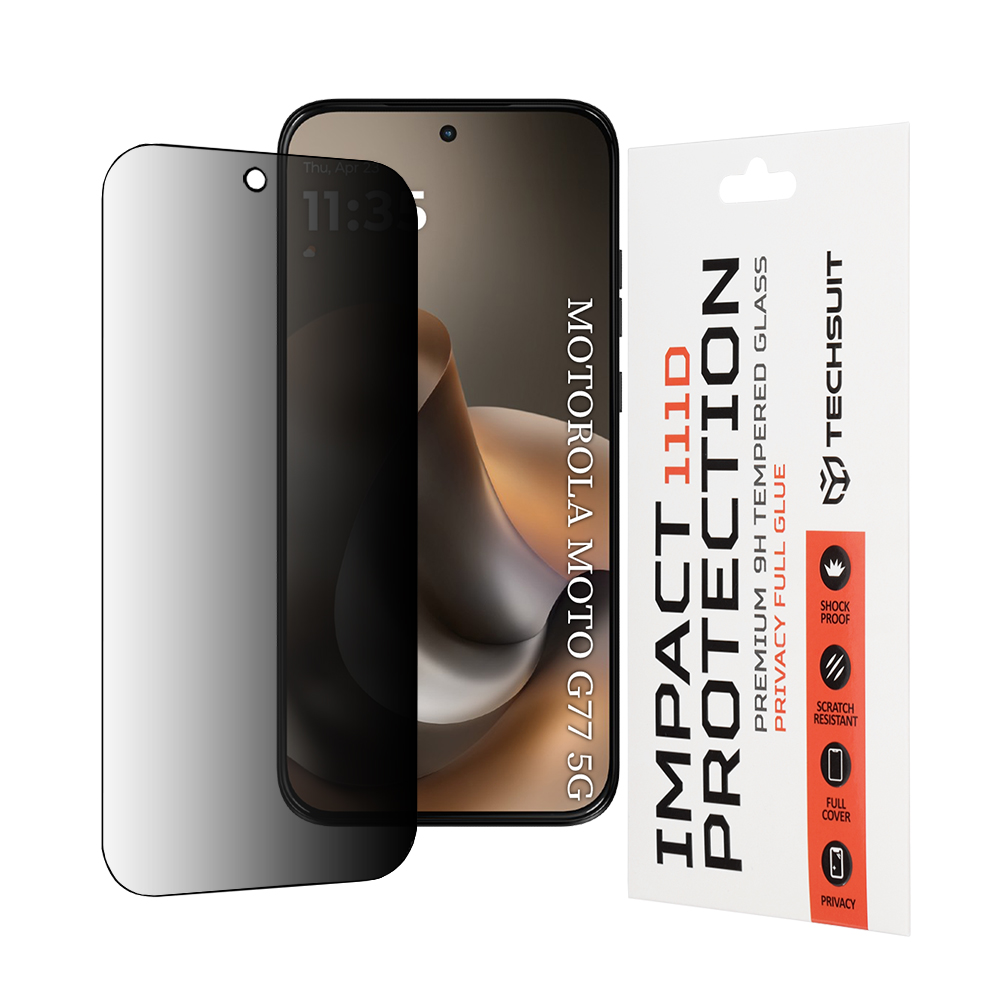 Tvrzené sklo Techsuit 111D Privacy Full Glue pro Motorola Moto G77 / G67 černé