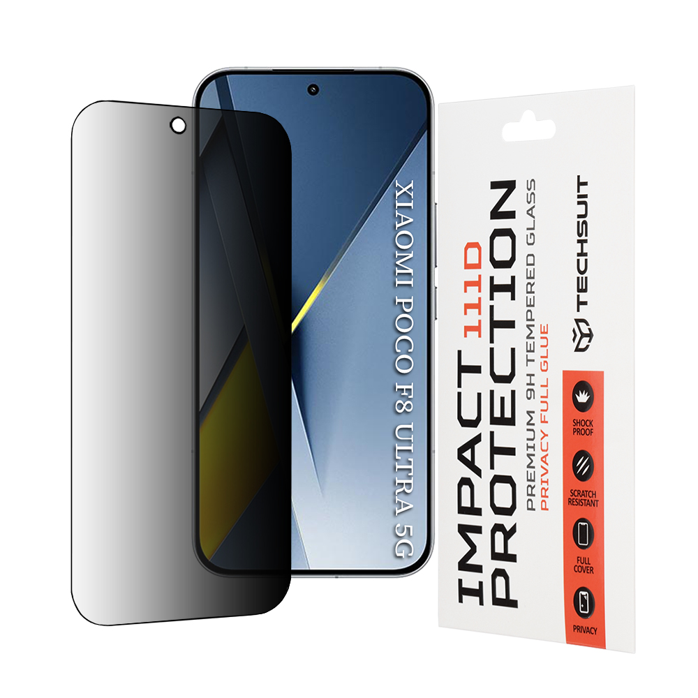 Tvrzené sklo Techsuit 111D Privacy Full Glue pro Xiaomi Poco F8 Ultra černé