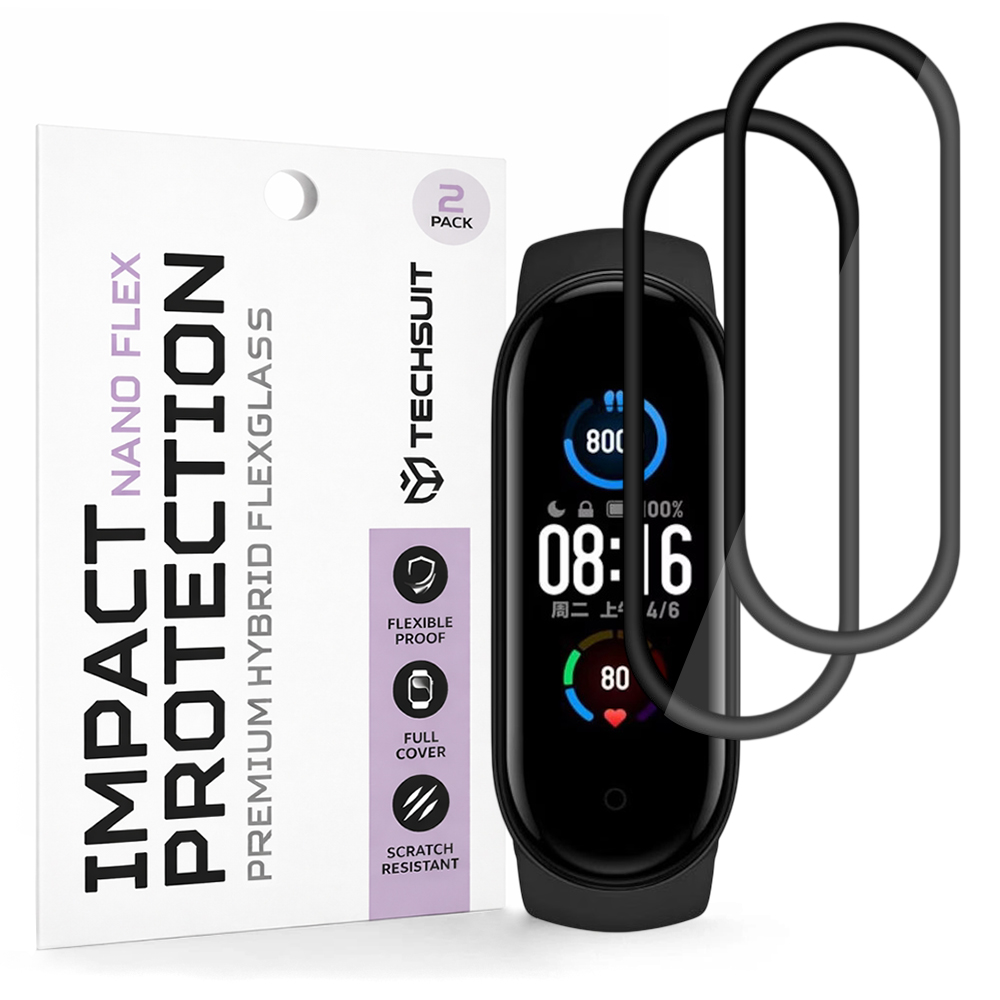 Ochranná fólie Techsuit Nano Flex (2 ks) na Xiaomi Mi Band 5 / 6 / 6 NFC černá