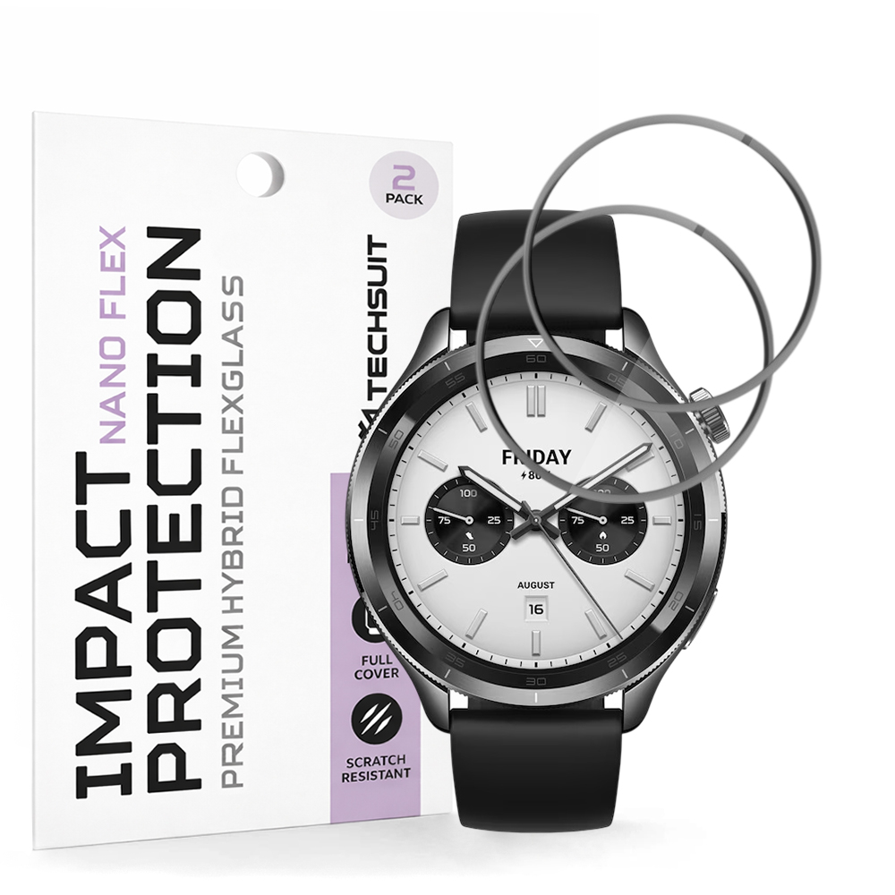 Ochranná fólie Techsuit Nano Flex (2 ks) na Xiaomi Watch S4 černá