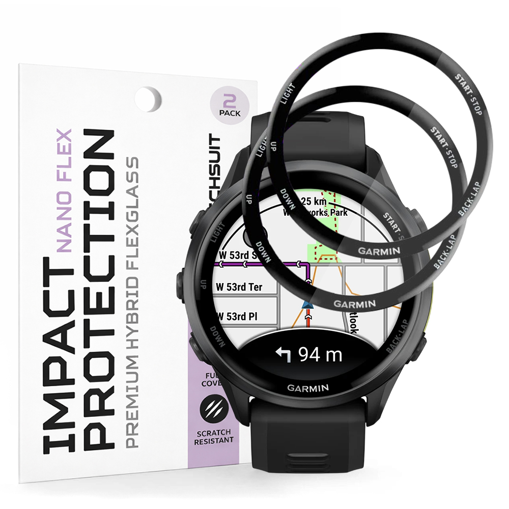Ochranná fólie Techsuit Nano Flex (2 ks) na Garmin Forerunner 970 / Forerunner 570 47mm černá