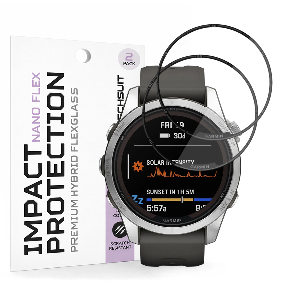 Ochranná fólie Techsuit Nano Flex (2 kusy) pro Garmin Fenix 7S Pro Solar černá