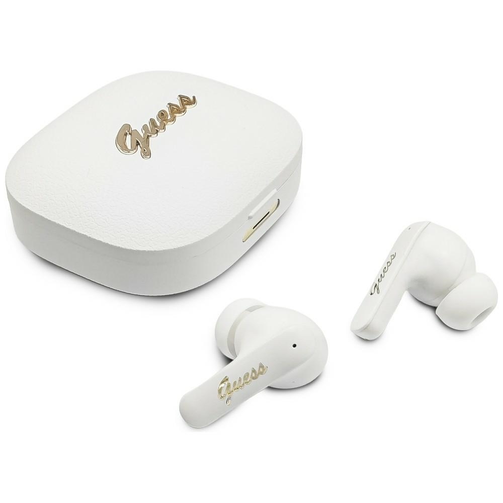 Bezdrátová sluchátka Guess Script Metal Logo (GUTWSX45PGSH) bílá