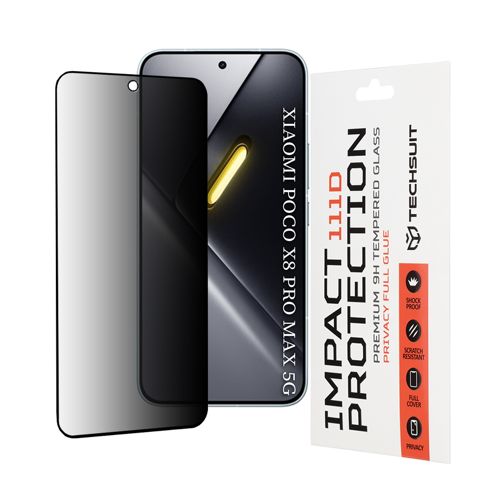 Ochranné sklo Techsuit 111D Privacy Full Glue Xiaomi Poco X8 Pro Max černé