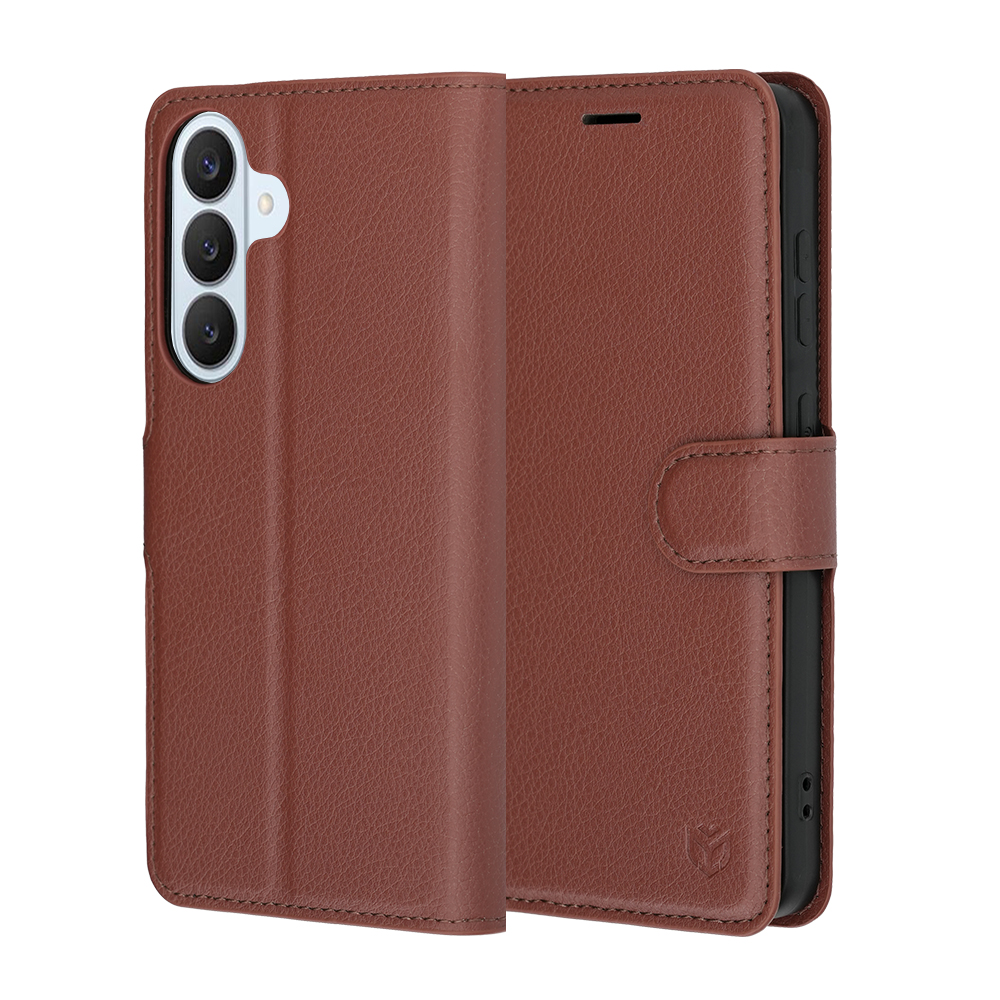 Flipové pouzdro Techsuit Leather Folio pro Samsung Galaxy S26 hnědé