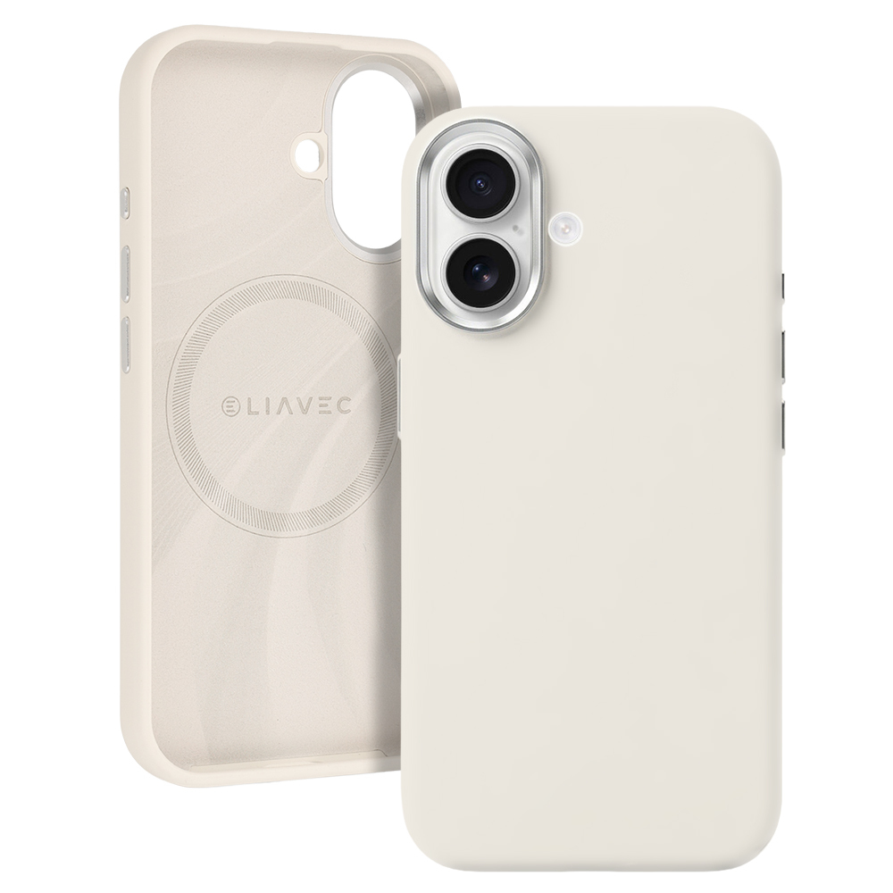 Silikonový kryt Liavec Silky s kovovým rámečkem fotoaparátu pro Apple iPhone 17 béžový