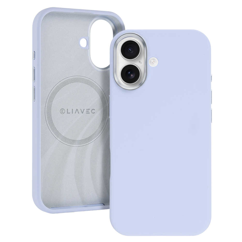 Silikonový kryt Liavec Silky s kovovým rámečkem fotoaparátu pro Apple iPhone 17 modrý