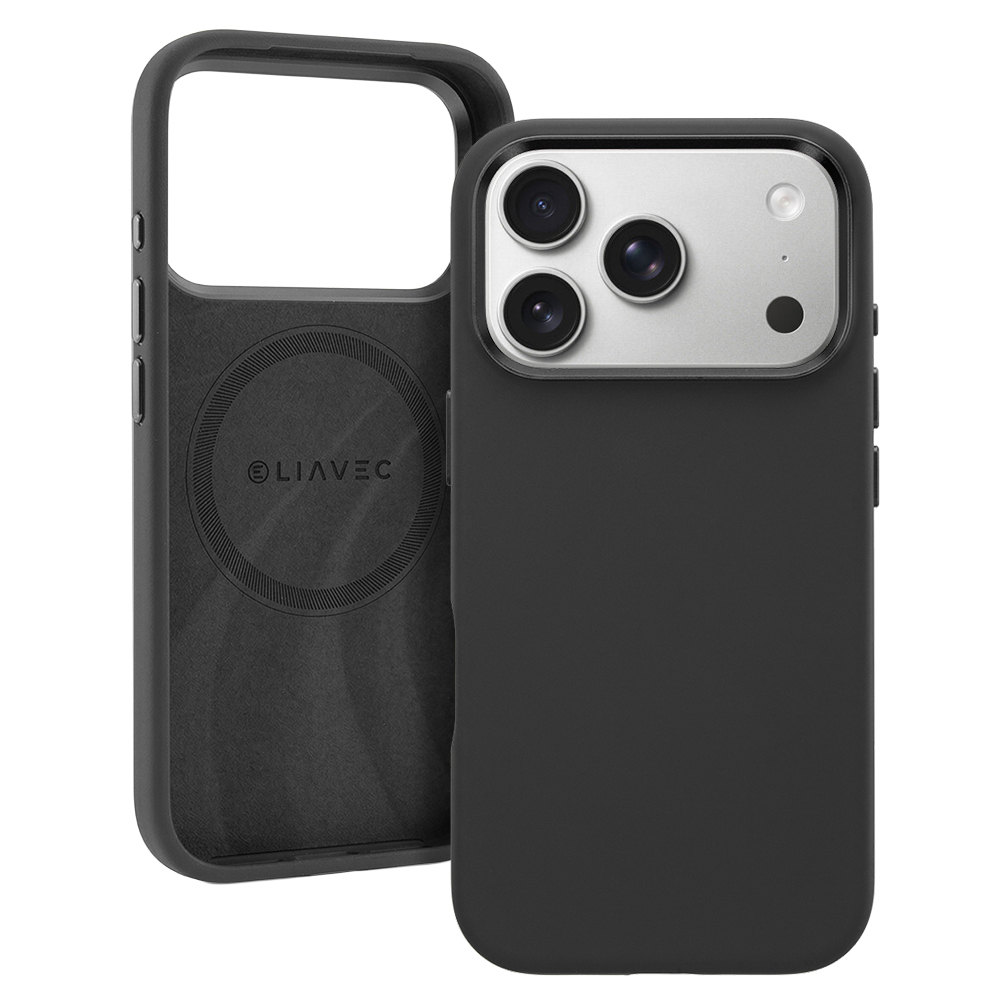 Silikonový kryt Liavec Silky s kovovým rámečkem fotoaparátu pro Apple iPhone 17 Pro černý