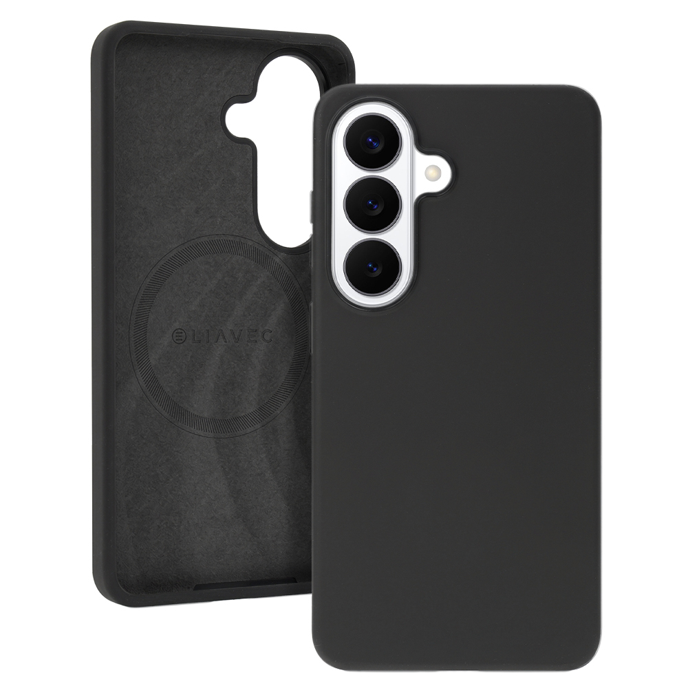 Silikonový kryt Liavec Silky s kovovým rámečkem fotoaparátu pro Samsung Galaxy S26 Plus černý