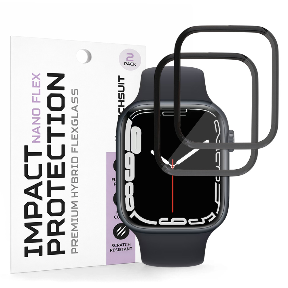Ochranná fólie Techsuit - Nano Flex (2 pack) - Apple Watch 7 / 8 / 9 45mm - černá