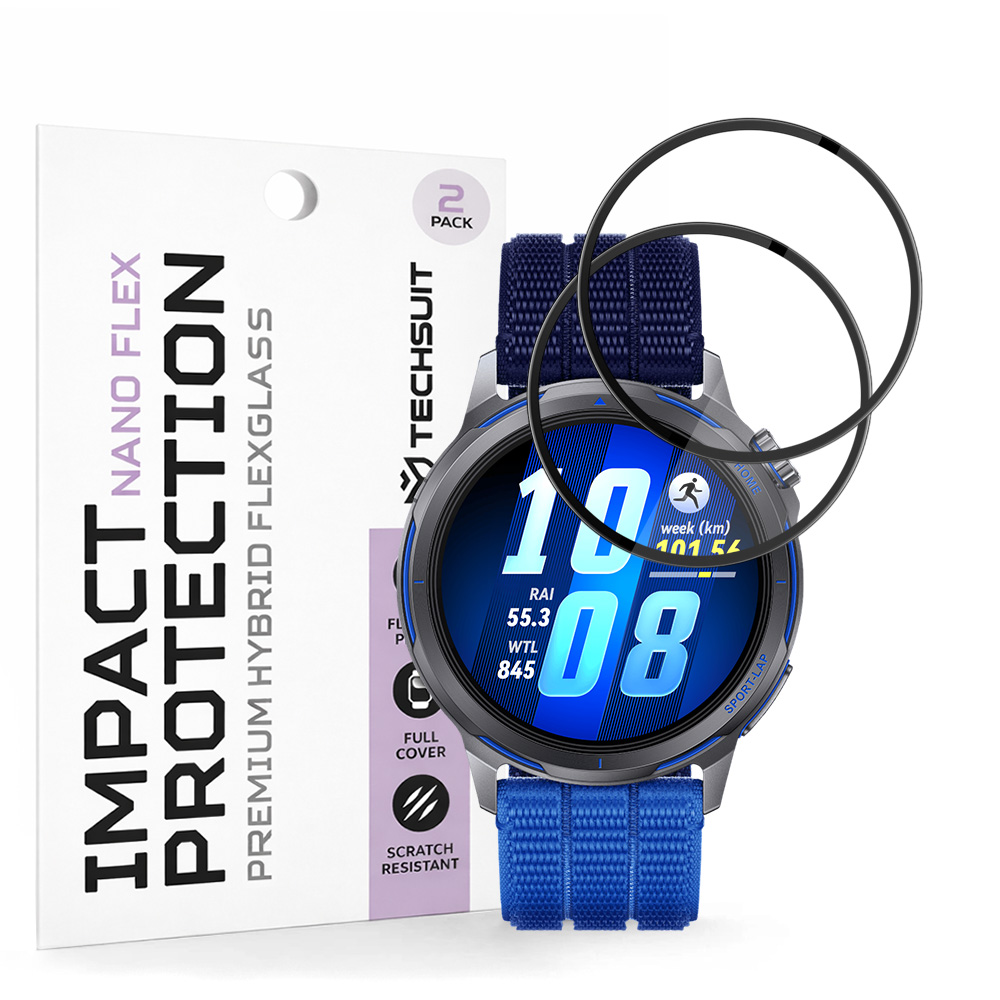 Ochranná fólie Techsuit - Nano Flex (2 pack) - Huawei Watch GT Runner 2 - černá