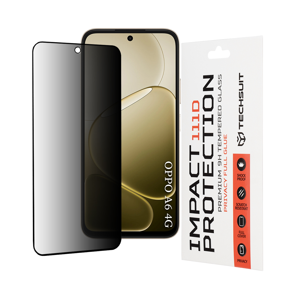 Tvrzené sklo Techsuit 111D Privacy Full Glue pro Oppo A6 4G A6x 4G a A6x 5G černé