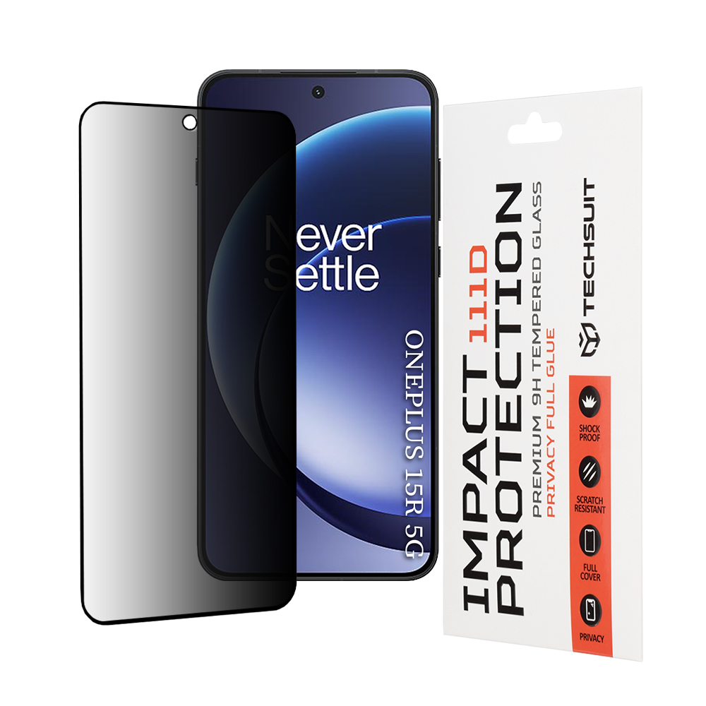 Tvrzené sklo Techsuit 111D Privacy Full Glue pro OnePlus 15R černé