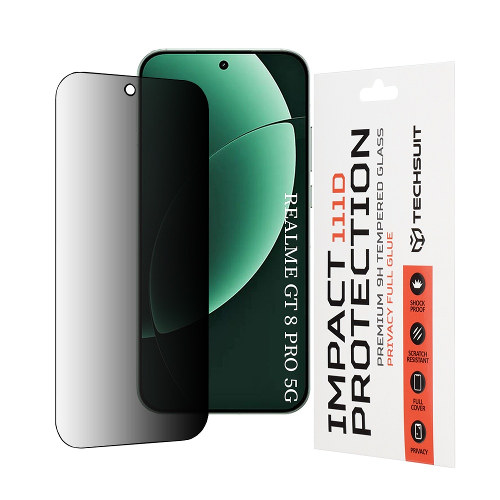 Tvrzené sklo Techsuit 111D Privacy Full Glue pro Realme GT 8 Pro černé