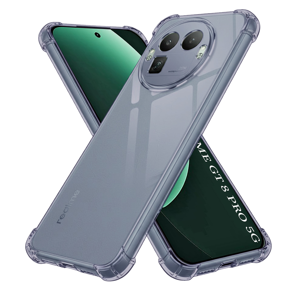Ochranný kryt Techsuit Shockproof Clear Silicone pro Realme GT 8 Pro kouřově černý