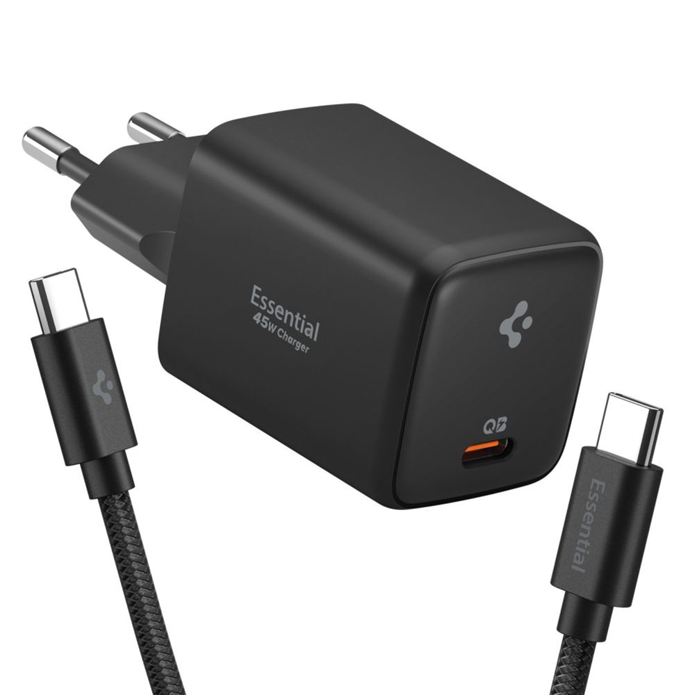 Síťová nabíječka Spigen Essential EE451EU USB C s kabelem 45W černá