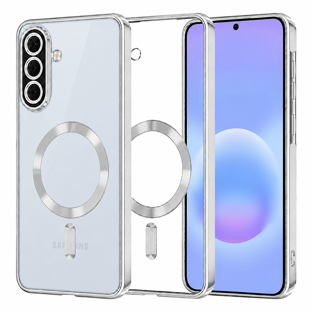 Kryt Techsuit Luxury Crystal MagSafe Samsung Galaxy A57 5G stříbrný