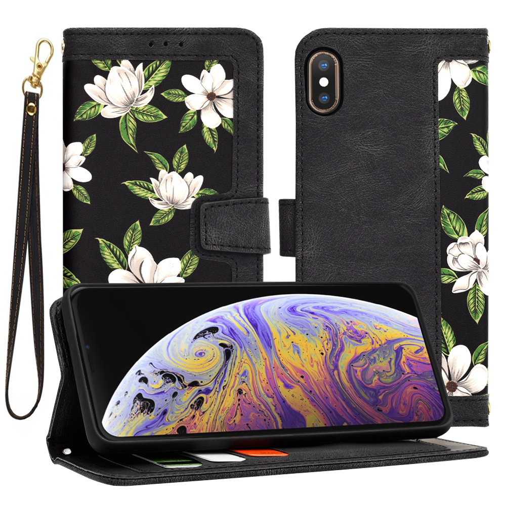 Flipové pouzdro Techsuit FlipCraft iPhone XS Max Flowers of the Dawn